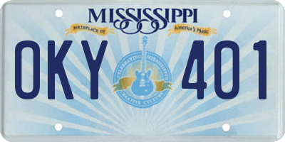MS license plate OKY401