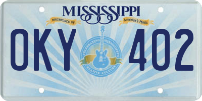 MS license plate OKY402