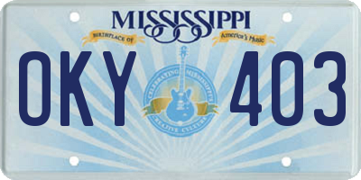 MS license plate OKY403