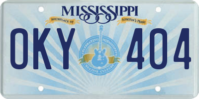 MS license plate OKY404