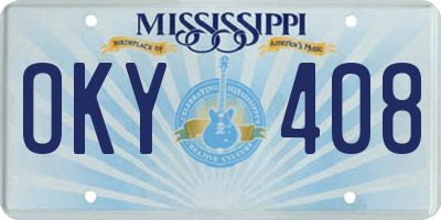 MS license plate OKY408