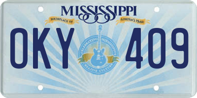 MS license plate OKY409