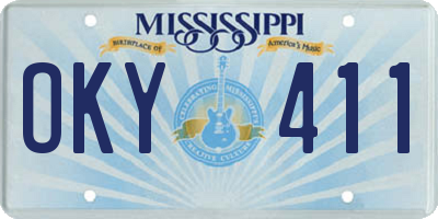 MS license plate OKY411