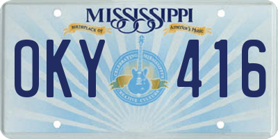 MS license plate OKY416