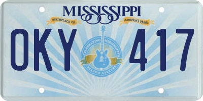 MS license plate OKY417