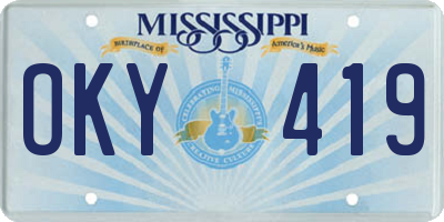 MS license plate OKY419