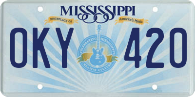 MS license plate OKY420