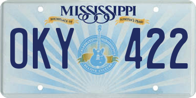 MS license plate OKY422