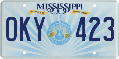 MS license plate OKY423