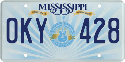 MS license plate OKY428