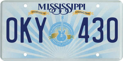 MS license plate OKY430