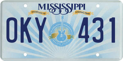 MS license plate OKY431