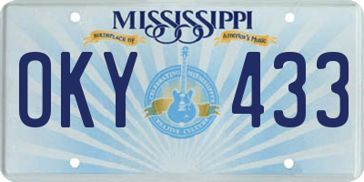 MS license plate OKY433