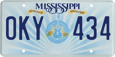 MS license plate OKY434