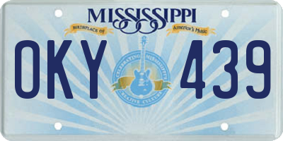MS license plate OKY439