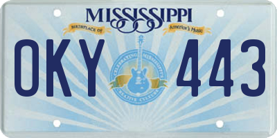 MS license plate OKY443