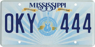 MS license plate OKY444