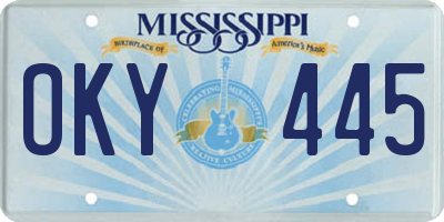 MS license plate OKY445