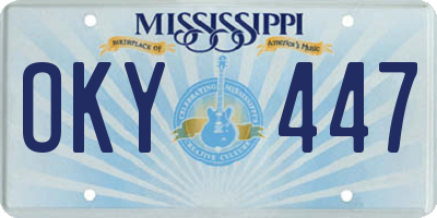 MS license plate OKY447