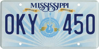 MS license plate OKY450