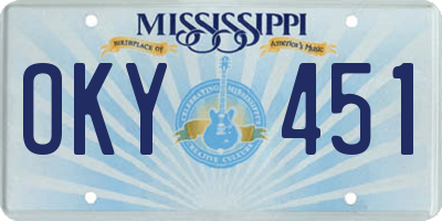 MS license plate OKY451