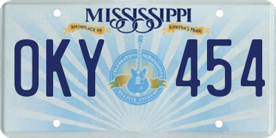 MS license plate OKY454