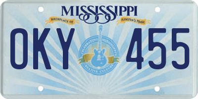 MS license plate OKY455