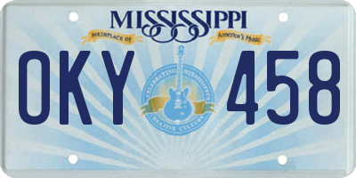 MS license plate OKY458