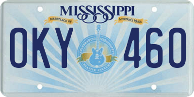 MS license plate OKY460