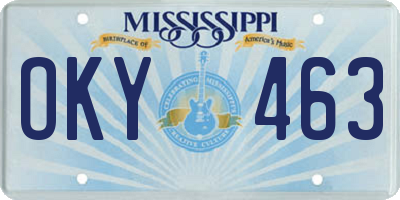 MS license plate OKY463