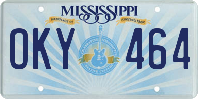 MS license plate OKY464