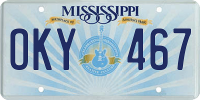 MS license plate OKY467