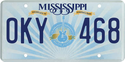 MS license plate OKY468