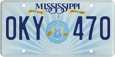 MS license plate OKY470