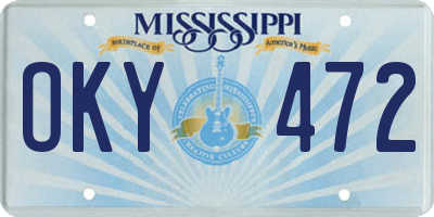 MS license plate OKY472
