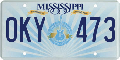MS license plate OKY473