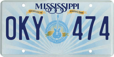 MS license plate OKY474