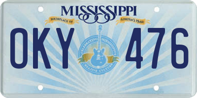 MS license plate OKY476