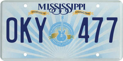 MS license plate OKY477