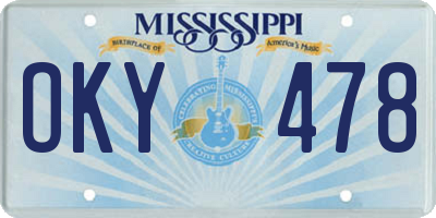 MS license plate OKY478