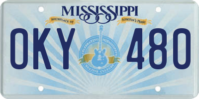 MS license plate OKY480