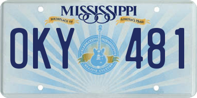MS license plate OKY481
