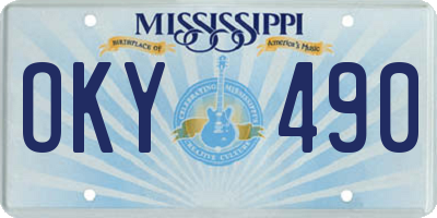 MS license plate OKY490