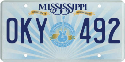 MS license plate OKY492