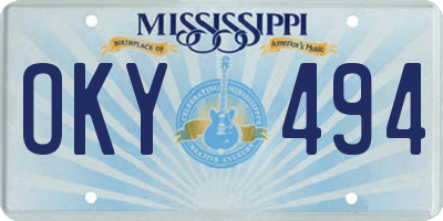 MS license plate OKY494