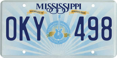 MS license plate OKY498