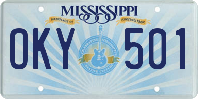 MS license plate OKY501