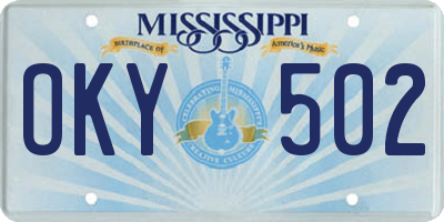 MS license plate OKY502