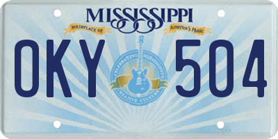 MS license plate OKY504