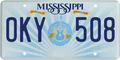 MS license plate OKY508